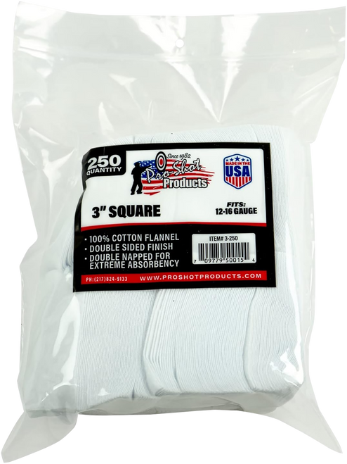 Pro-Shot Cleaning Patches 12-16 Gauge 3" Square