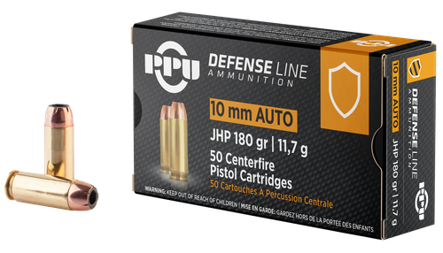 PPU Defense 10mmAuto 180gr Jacketed Hollow Point 50 Per Box/10 Case