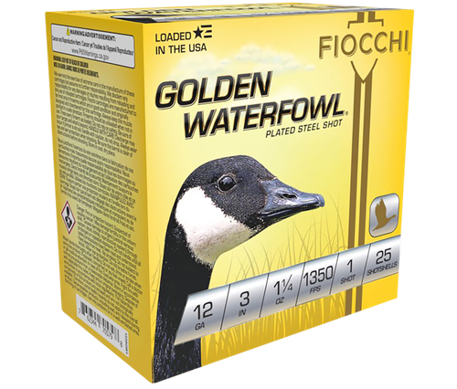 Fiocchi Golden Waterfowl 12 Gauge Ammo 3" 1-1/4oz #1 25 Rounds - 123SGW1