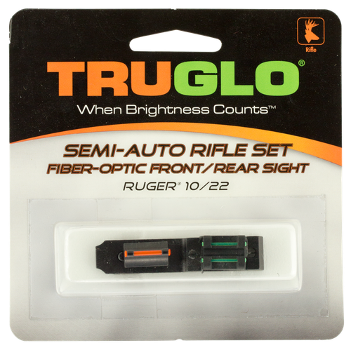 TruGlo Ruger 10/22 Fiber Optic Sight Set Black Red Front Green Rear for 10/22 - TG111W