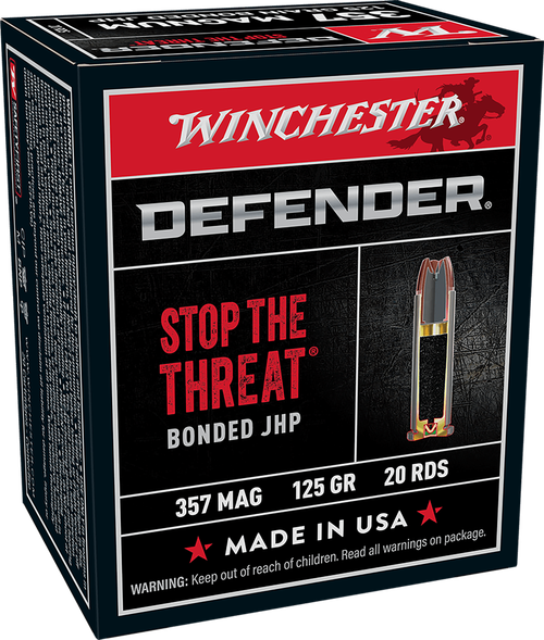Winchester Ammo Defender 357Mag 125gr Bonded Jacket Hollow Point 20 Per Box/10 Case
