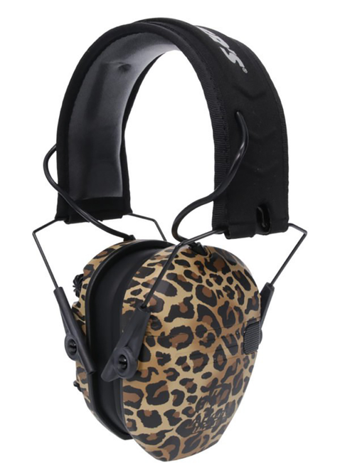 Walkers Game Ear Razor Slim Electronic Muff 23 dB Over the Head Leopard Print/Black Polymer