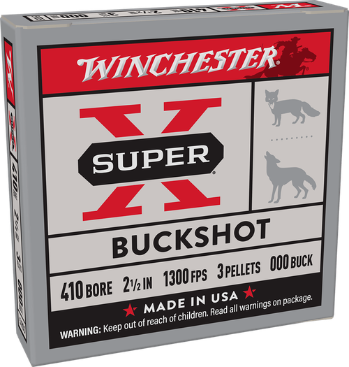 Winchester Ammo Super X 410Gauge 2.50" 3Pellets 000Buck Shot 5 Per Box/50 Case