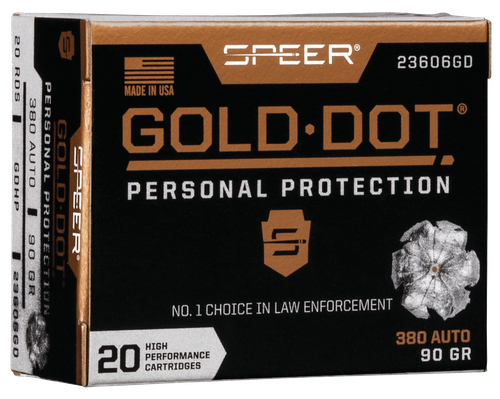 Speer Gold Dot Personal Protection 380 ACP 90gr Hollow Point 20 Per Box/10 Case