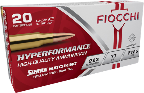Fiocchi Hyperformance Compete 223 Rem Ammo 77gr Sierra MatchKing BTHP 20 Rounds - 223MKD