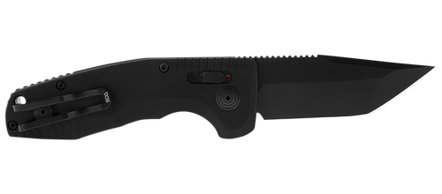 SOG-15-38-10 Sog-Tac Auto Compact 2.94" Folding Tanto Part Serrated Black TiNi Cryo D2 Steel Blade Micro-Textured Aluminum Handle Includes Pocket Clip
