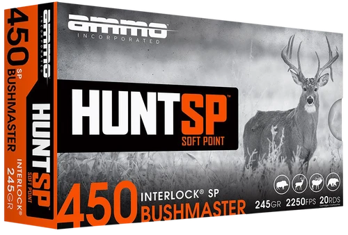 Ammo Inc Hunt 450 Bushmaster Ammo 245gr SP 20 Rounds - 450B245SPA20