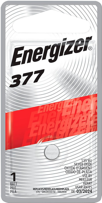 Energizer 377 Battery Silver 1.55 Volts, 24