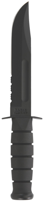 Ka-Bar Fighting/Utility 7" Fixed Clip Point Part Serrated Black 1095 Cro-Van Blade Kraton G Handle Includes Sheath