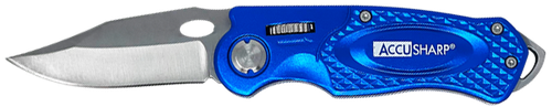 AccuSharp Sport 3" Folding Plain Stainless Steel Blade/Blue Aluminum Handle - 701C