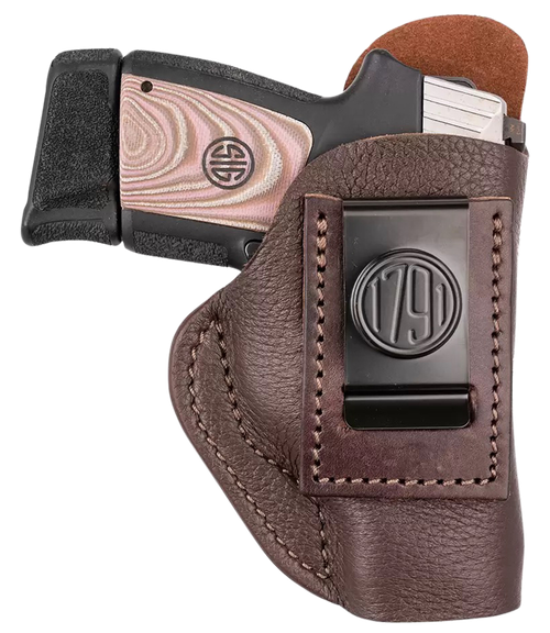 1791 Gunleather Fair Chase IWB Size 03 Classic Brown Deer Hide Belt Clip Fits Ruger LC9/Glock 42/43/43X Left Hand