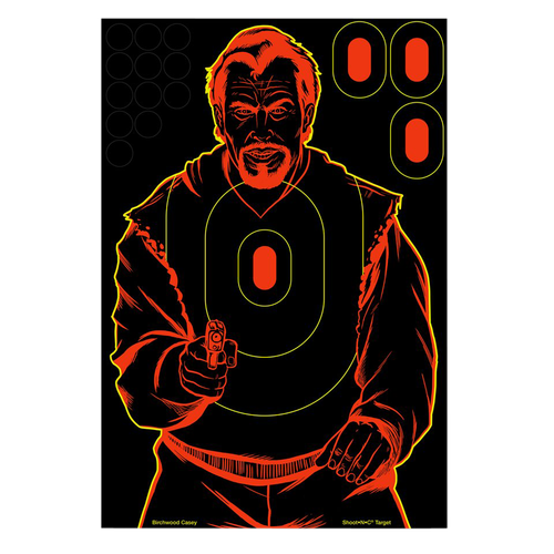 Birchwood Casey Shoot-N-C Reactive Target Self-Adhesive Paper Black/Red 12"x18" Bad Guy Silhouette 5 Pack