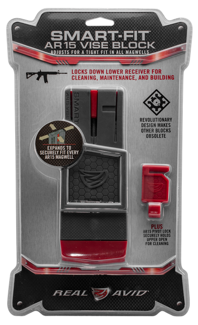 Real Avid/Revo Smart-Fit Vise Block Gray/Red 223 REM/5.56x45mm NATO AR-15 - AVAR15SFVB