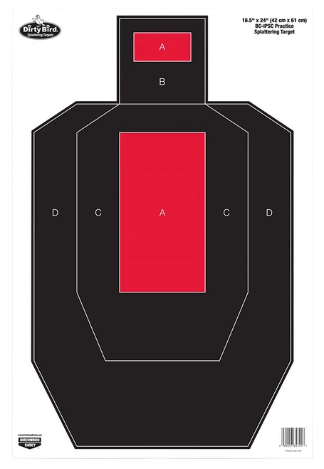 Birchwood Casey Dirty Bird IPSC Tagboard Hanging Pistol 16.50" x 24" Black/Red - 35743