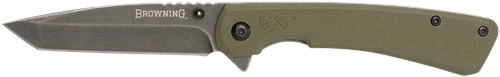 Browning Branded Rock EDC 3" Folding Tanto Plain Black Stonewashed 7 Cr17 MoV - 3220507