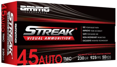 Ammo Inc Streak Visual (Red) /20 45 ACP Ammo 230gr TMJ 50 Rounds - 45230TMCSTRKRED50