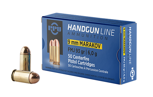 PPU 9mm Makarov Ammo 93gr FMJ 50 Rounds - PPH9MF
