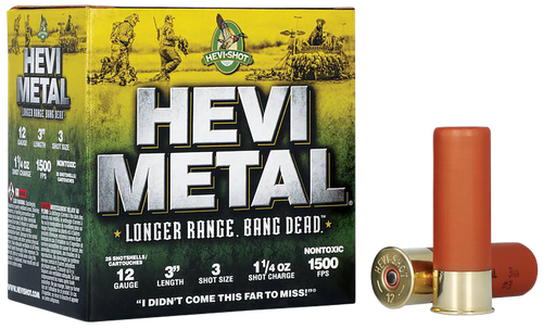 Hevi-metal Longer Range 12 Gauge Ammo 3" 1-1/4oz #3 25 Rounds - HS38003