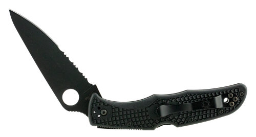 Spyderco Endura 4 Lightweight 3.75" Folding Clip Point Part Serrated Black TiCN VG-10 Stainless Blade Textured FRN Handle Includes Pocket
