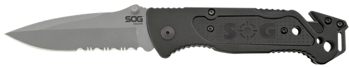 S.O.G Escape 3.40" Folding Clip Point Part Serrated Bead Blasted 9 Cr18 MoV - SOGFF24CP