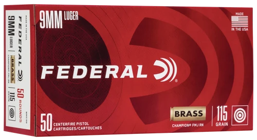 Federal Champion Training 9mm Luger Ammo 115gr FMJ 50 Rounds - WM5199