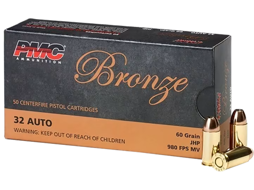 PMC Bronze 32 ACP 60gr Jacketed Hollow Point 50 Per Box/20 Case
