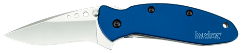 Kershaw Scallion 2.40" Folding Drop Point Plain Bead Blasted 420HC Stainless Blade Navy Blue Aluminum Handle Includes Pocket Clip