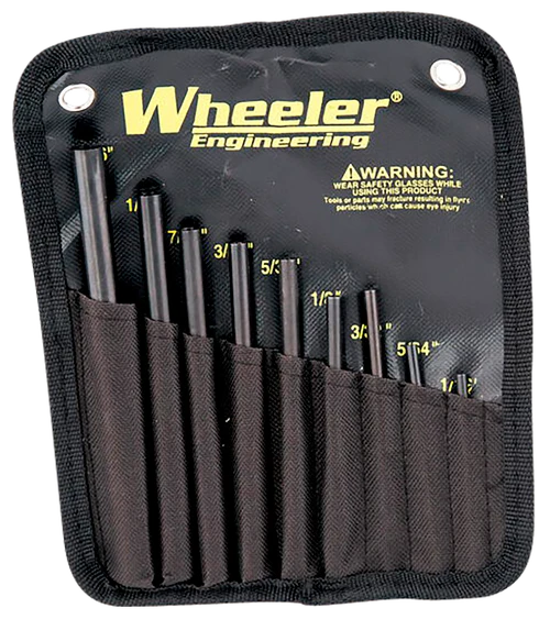 Wheeler Roll Pin Punch Set Starter Black/Yellow Steel Knurled Handle 9 Pieces - 710910