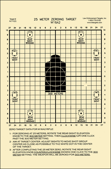 Action Target Sighting Zeroing Center Mass Tagboard Hanging 25 Meters 8.75" x - ALTC2100