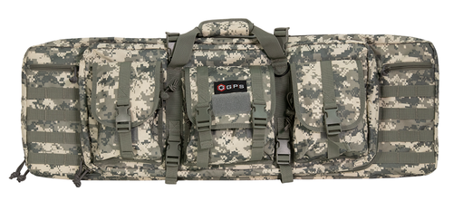 G*Outdoors GPS Bags Double Rifle Case 36" A-Tacs AU 600D Polyester w/ 2 Padded Pistol Sleeves Molle Webbing & Lockable Zippers