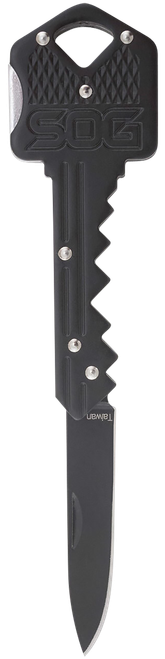 S.O.G Key 1.50" Folding Plain Drop Point Hardcased 5Cr13MoV Stainless Blade/Black Steel Handle