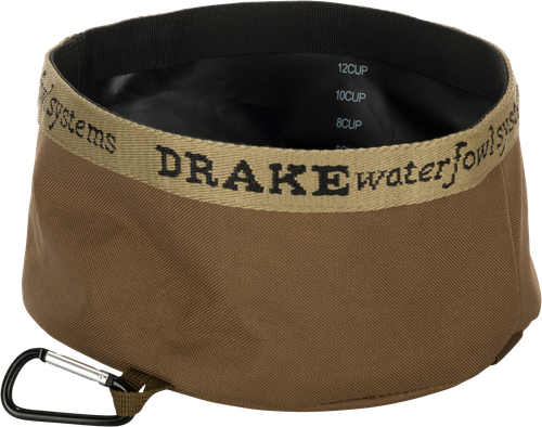 Drake Waterfowl Travel Food & Water Bowl Gun Dog Brown 600D Polyester - GD8100BRN