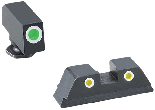 TruGlo Tritium Pro White Outline Front/Green Rear/Black Nitride Fortress Frame Fits Glock 42/43/43X/48 Except MOS Post Dovetail Mount