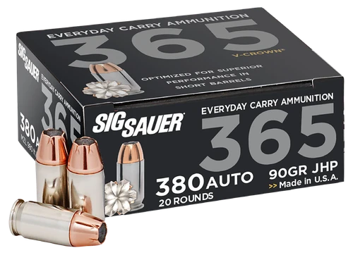 Sig Sauer Elite Performance 365 V-Crown 380 ACP Ammo 90gr JHP 20 Rounds - E380A136520