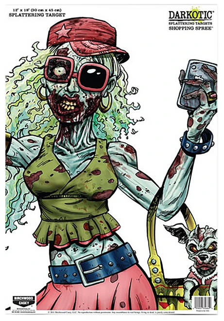 Birchwood Casey Darkotic Shopping Spree Zombie Valley Girl Paper Hanging Universal 12" x 18" Multi-Color Impact Enhancement Splatter 8 Per Pkg