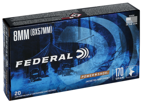 Federal 8A Power-Shok 8mm Mauser Ammo 170gr JSP 20 Rounds - 8A