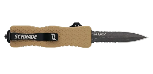 Schrade Uproar Automatic 3" OTF Dagger Part Serrated D2 Blade Flat Dark Earth - 1159305