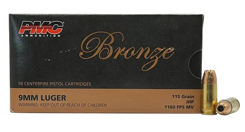 PMC 9B Bronze 9mm Luger Ammo 115gr JHP 50 Rounds - 9B