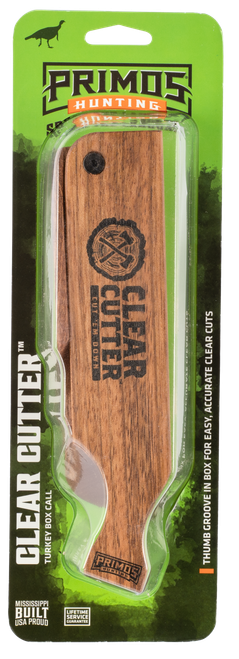Primos Clear Cutter Box Call Turkey Hen Sounds Attracts Turkeys Brown Mahogany/Walnut