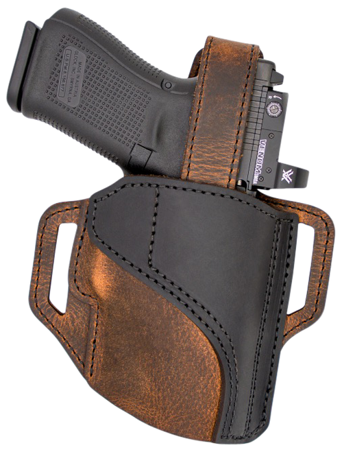 Versacarry Trooper OWB Size 04 Black/Brown Leather Belt Slide Right Hand - TR22141