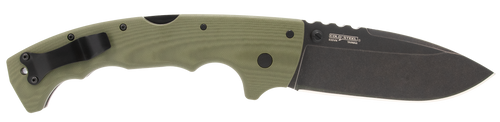 Cold Steel 5-Max 5" Folding Drop Point Plain Black Stonewashed S35VN Blade, 7.13" OD Green Textured G10 Handle
