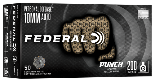 Federal Punch 10mmAuto 200gr Jacketed Hollow Point 50 Per Box/10 Case