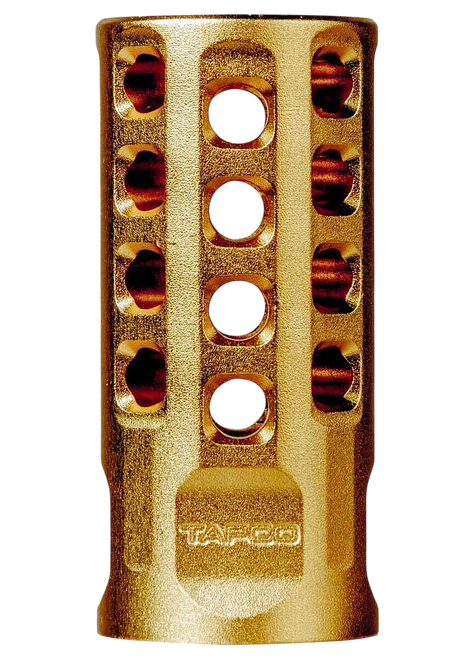 Tapco Muzzle Brake Gold Anodized Aluminum 1/2"x28 Threads 2" OAL .920" Diameter 22LR