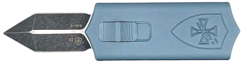 Templar Knife Sentinel Money Clip 1.88" OTF Dagger Plain Black Oxide Stonewashed Powder Coated D2 Steel Blade 3.41" Blue Aluminum Handle