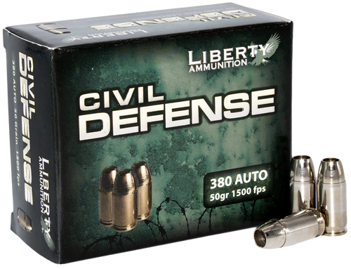 Liberty Civil Defense 45 ACP AUTO Ammo +P 78 Grain Fragmenting Copper Hollow Point Lead Free Box of 20