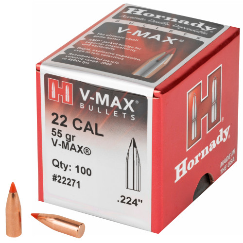 Hornady Hrndy V-Max 22 CAL .224 55gr 100-Count