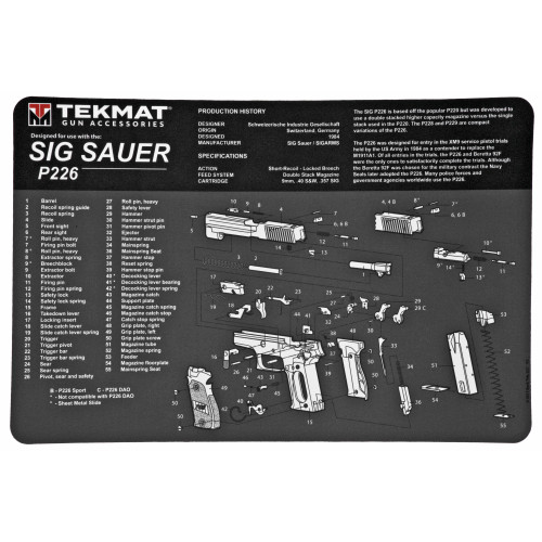 TekMat Pistol Mat Sig P226 Black - TEK-R17-SIGP226