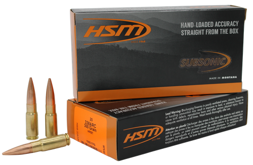 HSM 338ARC1N Subsonic 338ARC 300gr Hollow Point Boat Tail 20 Per Box/25 Case