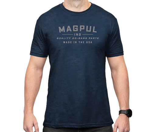 Magpul MAG1112-410-L Go Bang Parts  Navy Heather Cotton/Polyester Short Sleeve Large