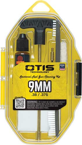 Otis 9mm Cleaning Kit For Pistol 9mm/.375/.38 Cal Yellow Plastic Box Case - FG-SRS-9MM